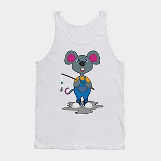 Mouse as Fisher with Fishing rod Tank Top